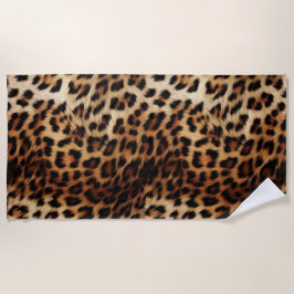 Brauncreme Leopard Strandtuch