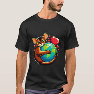 Braune Abessinierkatze Earth Day Umarmen Liebe Bes T-Shirt