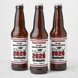 Braune Abschlussfeier der Klasse 2026 Benutzerdefi Bierflaschenetikett