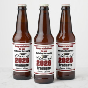 Braune Abschlussfeier der Klasse 2026 Benutzerdefi Bierflaschenetikett