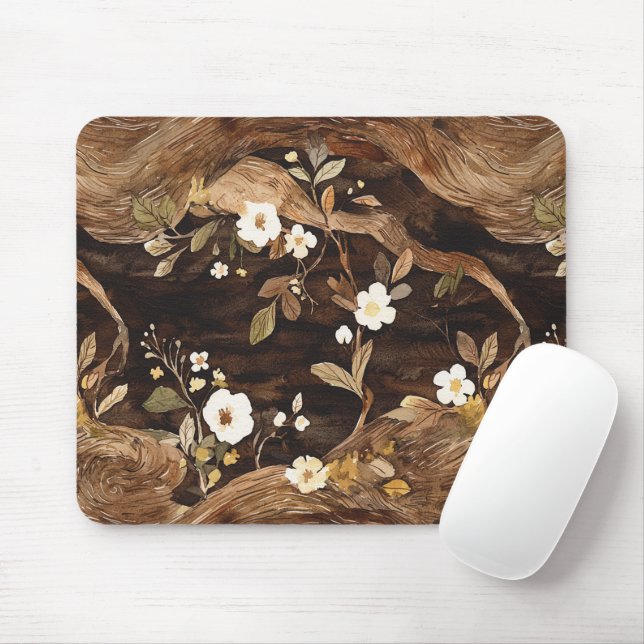 Braune Baumblüten Mousepad (Mit Mouse)