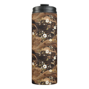 Braune Baumblüten Thermosbecher