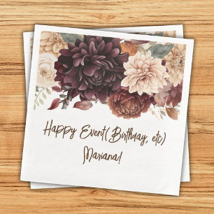 Braune beige Blumen Florale Party Servietten