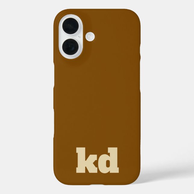 braune & beige Initialen Monogramm  iPhone 16 Hülle (Rückseite)