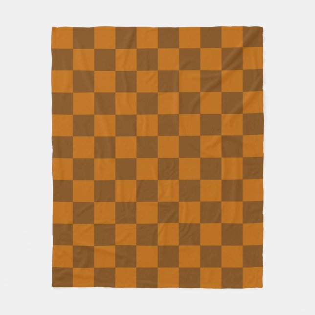 Braune Beige Markierter Block Print Fleecedecke (Vorderseite)