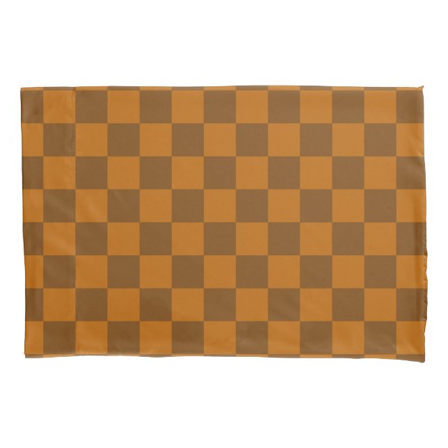 Braune Beige Markierter Block Print Kissenbezug (Vorderseite)