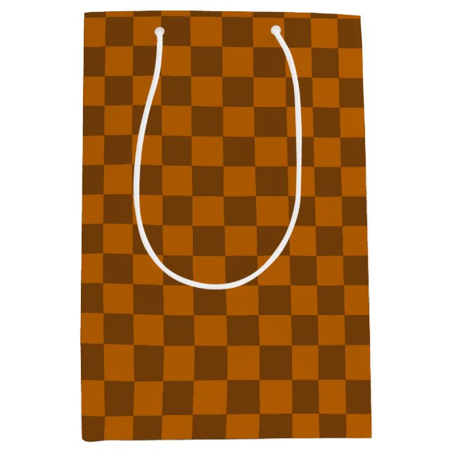 Braune Beige Markierter Block Print Mittlere Geschenktüte (Vorderseite)