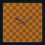 Braune Beige Markierter Block Print Quadratische Wanduhr<br><div class="desc">Licht und dunkelbraune Beige Kegelkarosserie Print Moderne Oberflächenmuster Design</div>