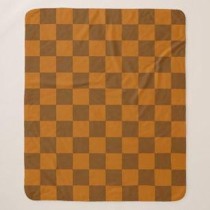 Braune Beige Markierter Block Print Sherpadecke