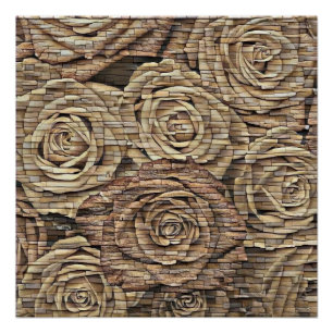 Braune beige Rose - moderne, zeichnend Mauer Poster