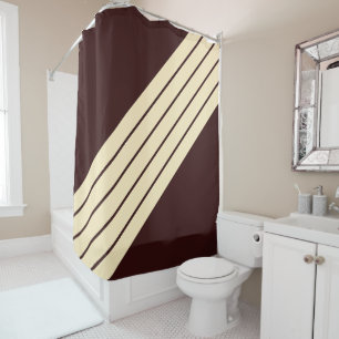 Braune beige Streifen 70er 80er Classic Retro Stre Duschvorhang