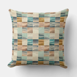 BRAUNE BEIGE TÜRKIS GRÜNE GEOMETRISCHE FORMEN KISSEN