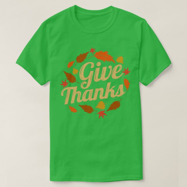 Braune Blätter dank Herbst-Erntedank T-Shirt (Design vorne)