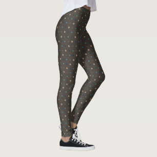 Braune, blaue und beige Punkte Leggings