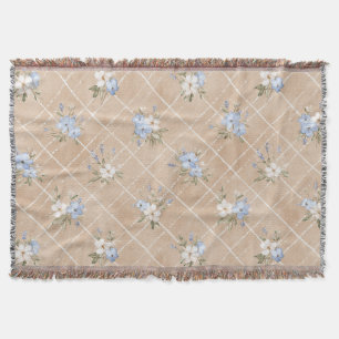 Braune Blaue Weiße Blumen Decke