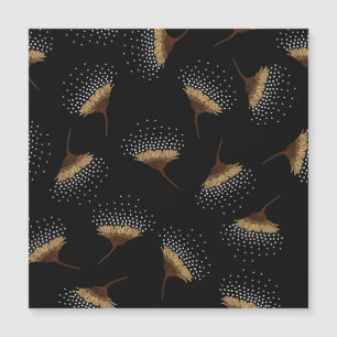 Braune Blume, nahtloser schwarzer Hintergrund. Magnetkarte