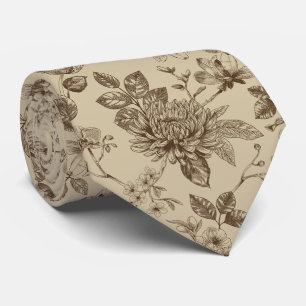Braune Blumenskizze, elegante Blüten Krawatte