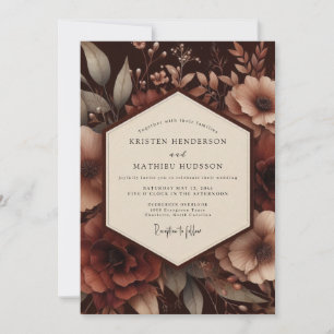 Braune Botanische Moody-Hochzeit Einladung