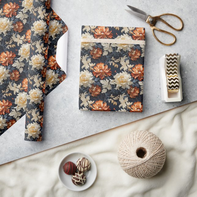Braune bräunliche Blume Terrakotta-Kupferbrennen Geschenkpapier (Handwerk)