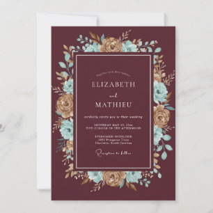 Braune Bronze-Blüten-Hochzeit Einladung