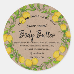Braune Butterfett aus Aquarelllemon Runder Aufkleber