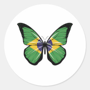 Braune Butterfly Fahne Runder Aufkleber