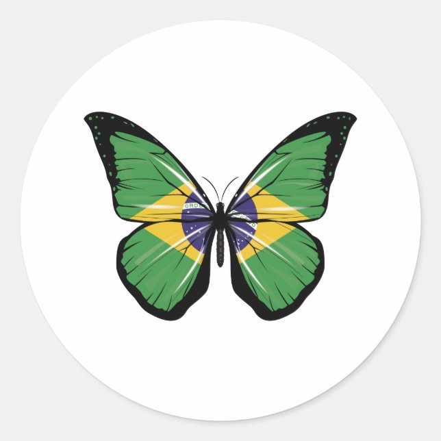 Braune Butterfly Fahne Runder Aufkleber (Vorderseite)