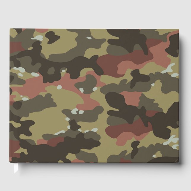 Braune Camouflage Textur Gästebuch (Vorderseite)