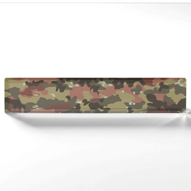 Braune Camouflage Textur Namensplakette (Vorderseite)