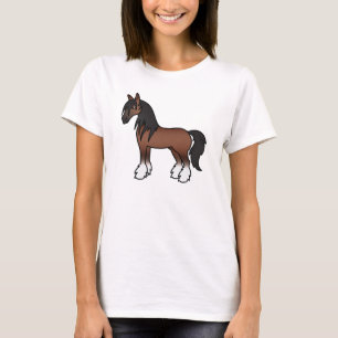 Braune Cartoon Gypsy Vanner Shire Clydesdale Pferd T-Shirt