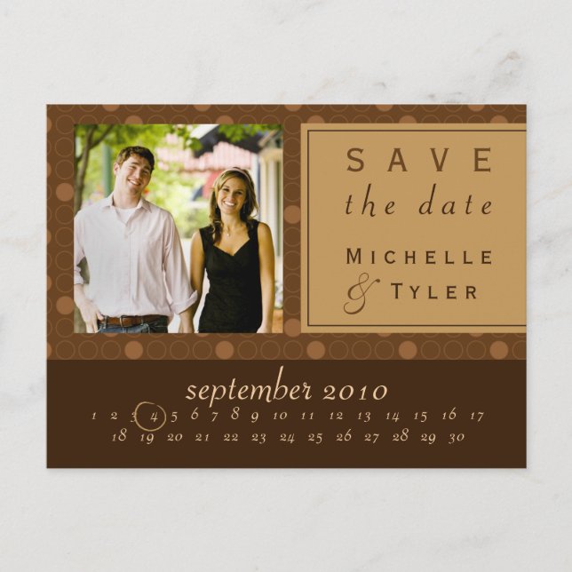 Braune Circle Save the Date Card Ankündigungspostkarte (Vorderseite)