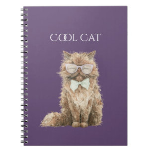 Braune Cool Cat Brille Notizblock