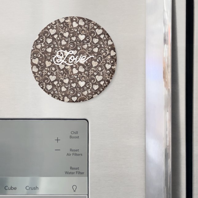 Braune Creme-Herzen Magnet (In Situ (Kühlschrank))
