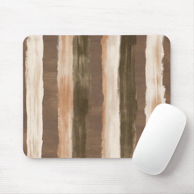 Braune Creme Orange Streifen Mousepad (Mit Mouse)