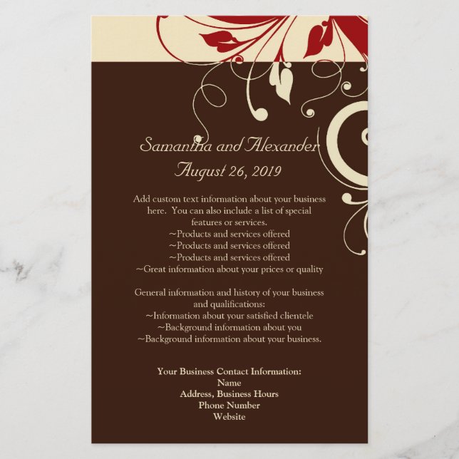 Braune/Creme/Rote Umkehrdrehung/Flyer Flyer (Vorne)