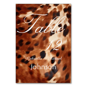 Braune Creme Schwarze Cowhide Tischnummer
