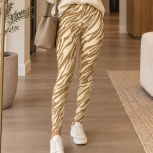 Braune Creme-Tiger-Streifen Leggings