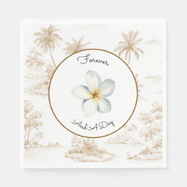 Braune Creme Tropische Insel Palmen Hochzeit Serviette