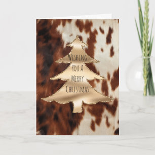 Braune Creme Western-Kuhfell-Weihnachten Karte