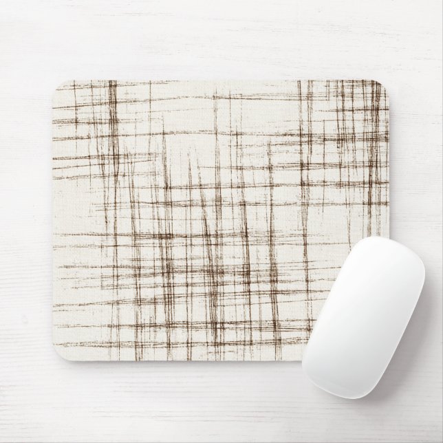 Braune Cremige Abstrakte Streifen Mousepad (Mit Mouse)