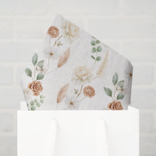 Braune Cremige Boheme-Blumen Brautparty Seidenpapier