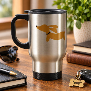 Braune Dachshund Wiener Dog Reisetasse Reisebecher