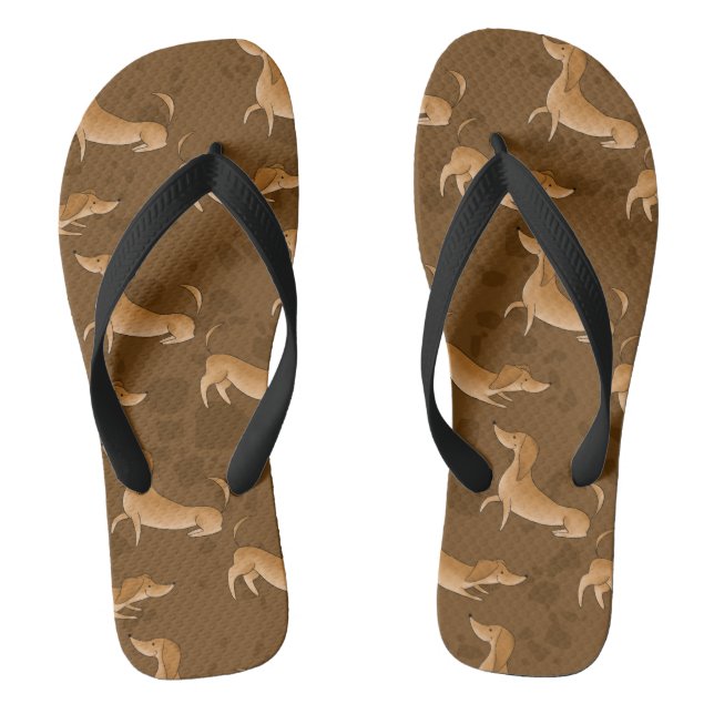 Braune Dackel Flip Flops (Fußbett)