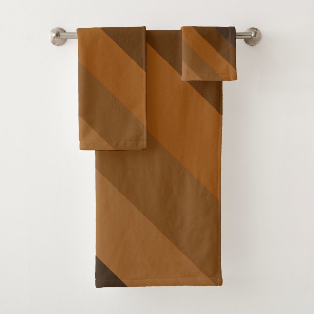 Braune Diagonalstreifen Badhandtuch Set (Insitu)