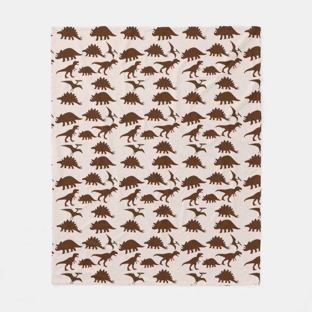 Braune Dinosaurier Fleecedecke (Vorderseite)