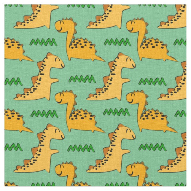 Braune Dinosaurier mit Gras auf Grün Stoff (Nahaufnahme)