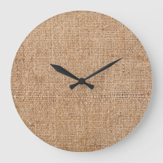 Braune Einbruchtextur, rustikales Sacktuch. Große Wanduhr