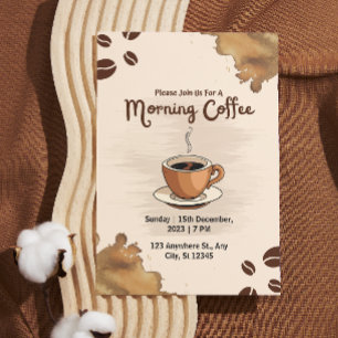 Braune einfache Morgencafé-Einladung Einladung