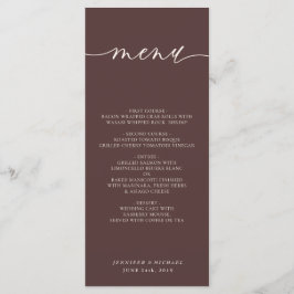 Braune einfache Schrift Hochzeitsdinner Schokolade Menükarte