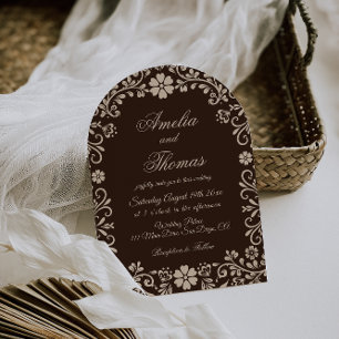 Braune elegante Gartenhochzeit Einladung
